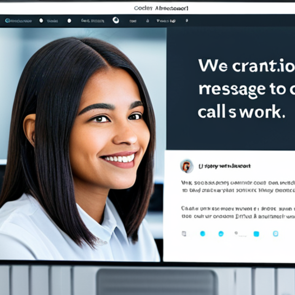 Intelligent Chatbot Interface**
Prompt: "A sleek, modern chatbot interface on a computer screen, displaying a friendly conversation bubble with a helpful customer service message. The background shows a blurred image of a diverse call center environment, fully clothed agents, appropriate attire, professional setting, safe for work, perfect anatomy, natural proportions, high quality, modern UI design, bright and inviting colors, professional."
**