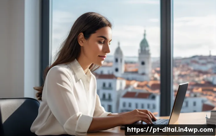 디지털 도구를 활용한 비즈니스 전략 수립 - A young, professional Portuguese woman, dressed in stylish but casual business attire (e.g., a smart...