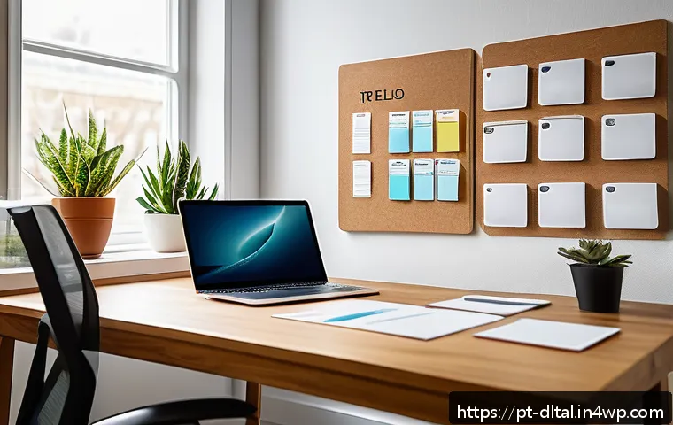 효과적인 생산성 도구를 찾는 방법 - A modern home office scene featuring a young professional with a neat desk setup, multiple devices i...